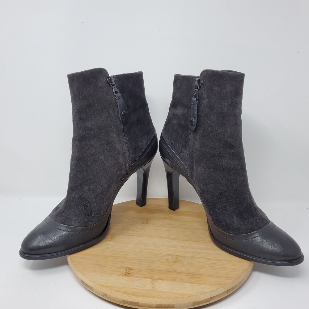 Rag & Bone Womens 40 Albion Ankle Boots Black Suede Leather Side Zip Shoes Italy